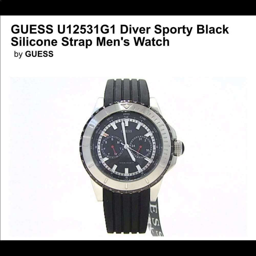 Men’s Guess Diver Watch And Watch Holder